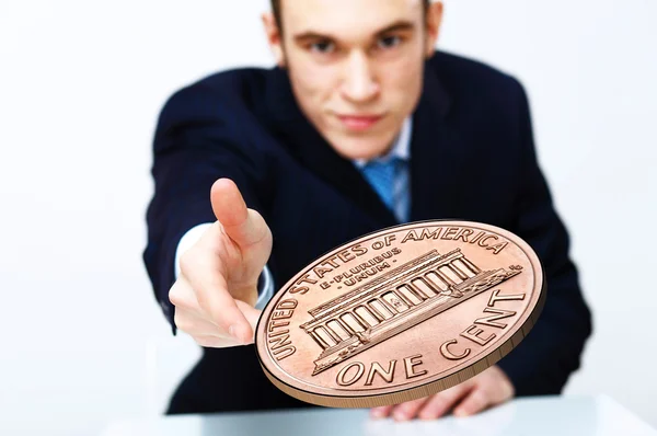 Münze als Symbol für Risiko und Glück — Stockfoto