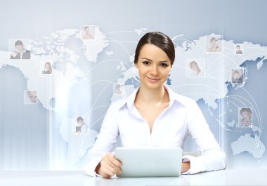 Young businesswoman making presentation clipart