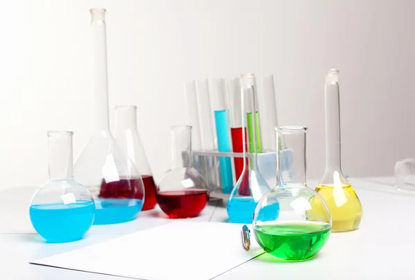 Chemistry laboratory equipment and glass tubes Stock Photo