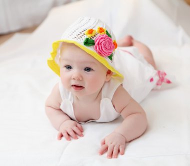 Cute baby in hat clipart