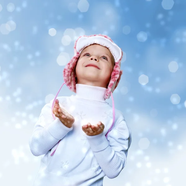 Retrato de criança no inverno desgaste — Fotografia de Stock