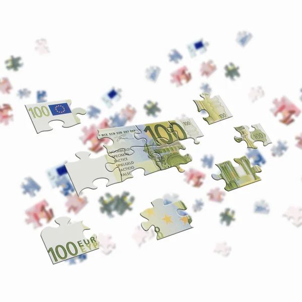 Kép puzzle egy bankjegy — Stock Fotó