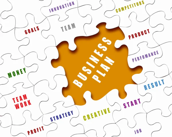 Puzzle pezzi con termini di business — Foto Stock