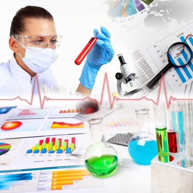 Medicine science and business collage clipart