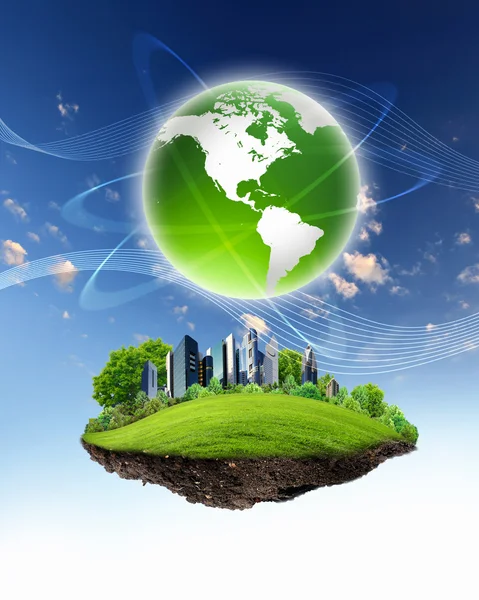 Paisaje de naturaleza verde con planeta Tierra — Foto de Stock