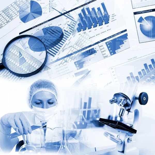 Medicine science and business collage — Stock Photo, Image
