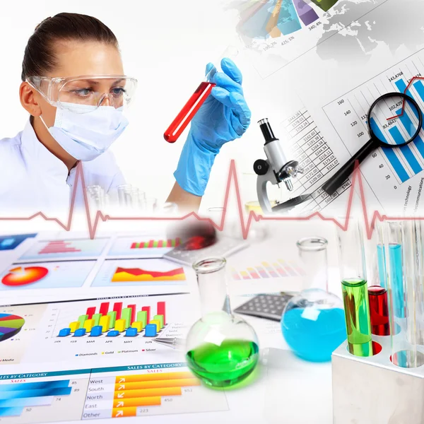 Медицина наука і бізнес колаж — стокове фото