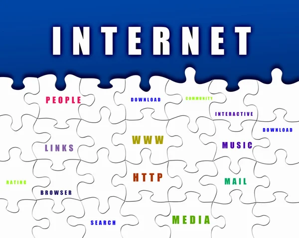 Puzzel met internet woorden op het — Stockfoto