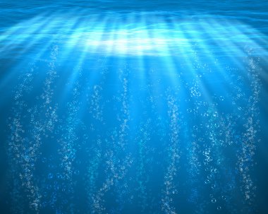 Blue sea underwater with air bubbles clipart