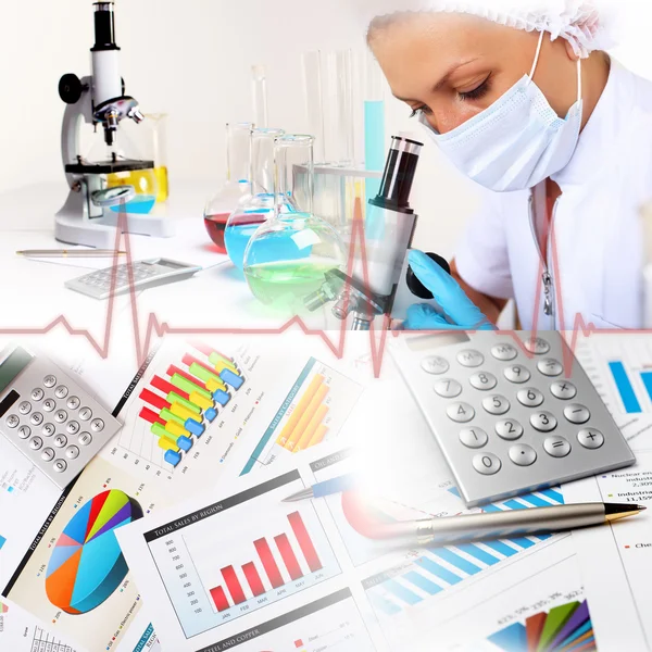 Medicina scienza e business collage — Foto Stock