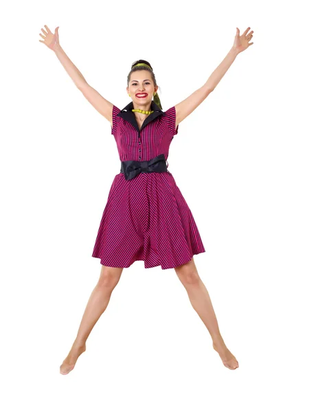 stock image Young woman in bright colour dress