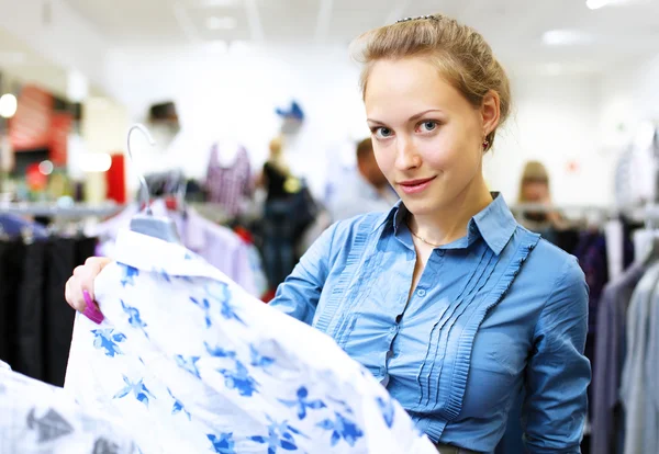 stock image Woman in a shop buying clothes