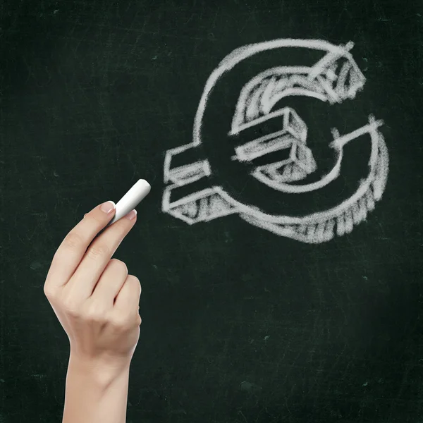 School blackboard and euro symbol — Stock Photo, Image