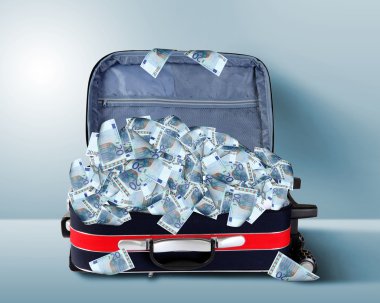 Suitcase full of banknotes clipart