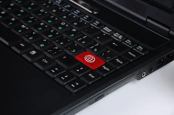 Tastiera per computer con simbolo web globale — Foto Stock