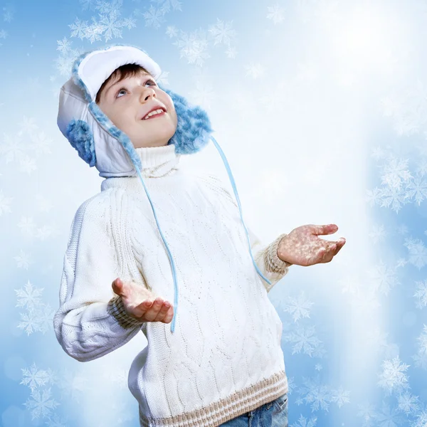 Portrét malé dítě v zimě opotřebení — Stock fotografie