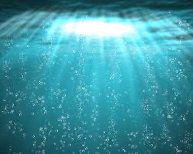 Blue sea underwater with air bubbles clipart