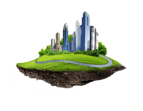 Stock image Modern city surrounded by nature landscape