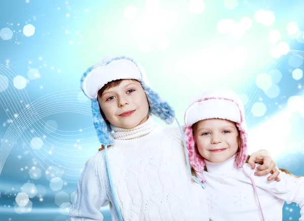겨울 착용에 작은 아이의 초상화 — 스톡 사진