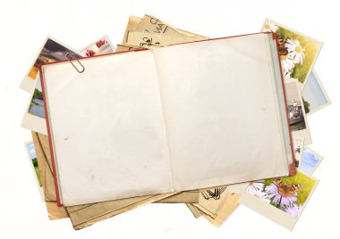 Old book and photos clipart