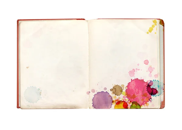 Altes Buch mit Farbflecken — Stockfoto