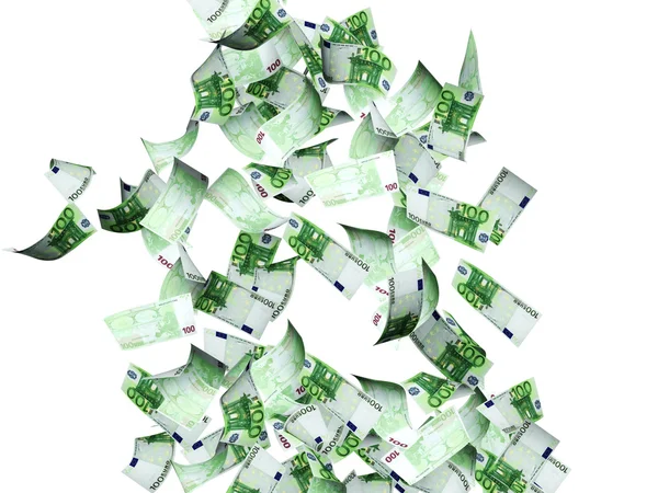 Fliegende Euro-Banknoten — Stockfoto