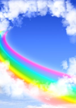 Frame from white clouds and rainbow clipart