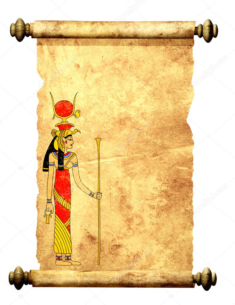 Scroll with Egyptian goddess Isis image