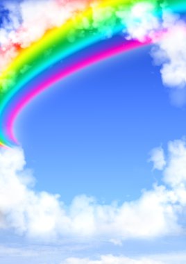 Frame from white clouds and rainbow clipart