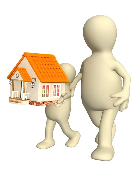 Bovenliggende en onderliggende uitvoering van een klein huis — Stockfoto