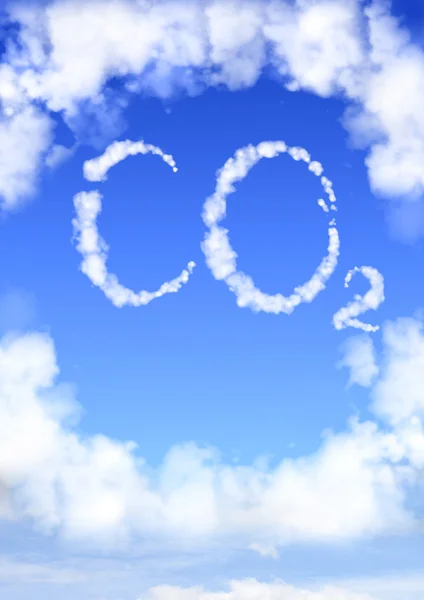 Symbool co2 afkomstig van wolken — Stockfoto