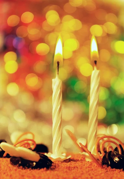 Two candles on the cake. — Stock Photo, Image
