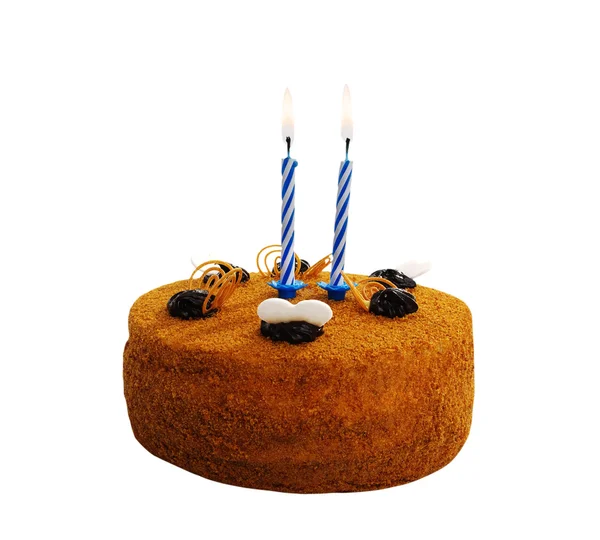 Торт з двома свічками . — стокове фото