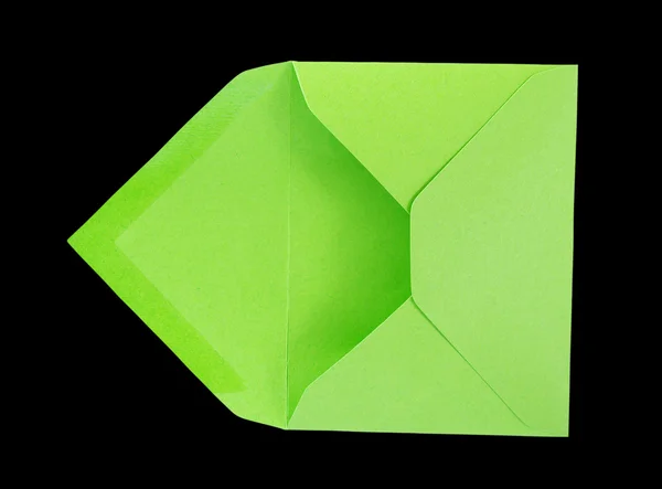 Зеленый открытый конверт . — стоковое фото