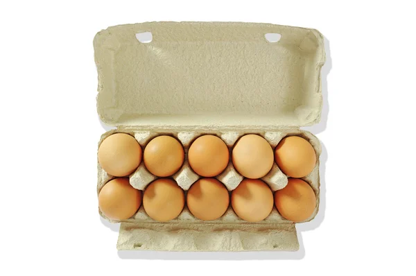 Dieci uova nella scatola grigia . — Foto Stock