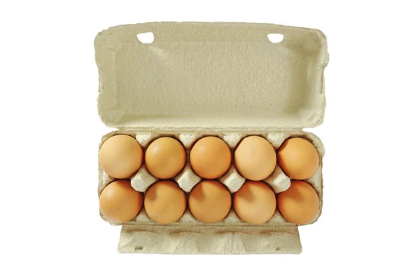 Deset vajec v šedém rámečku. — Stock fotografie