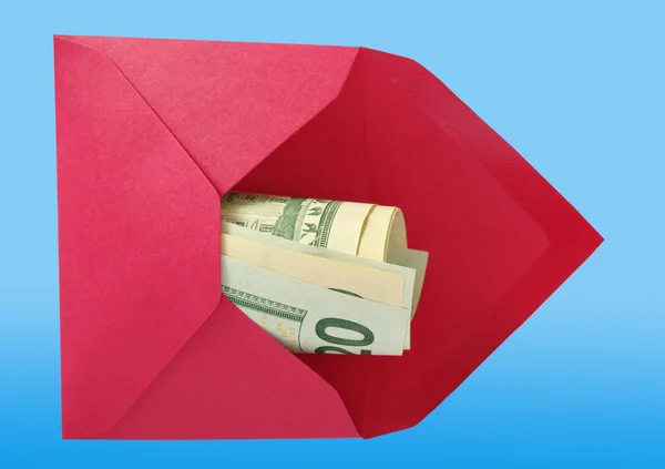 Dollars in the red envelope. — Stock Photo, Image