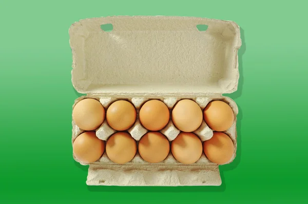 Ten brown eggs. — Stock Photo, Image