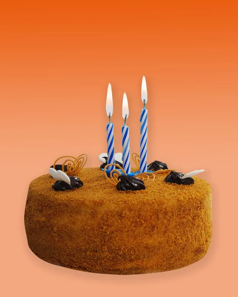 Çikolatalı doğum günü pastası. — Stok fotoğraf