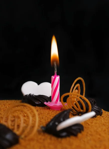 Candle on the torte. — Stock Photo, Image