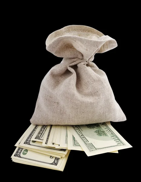 Full bag and money. — Stock Photo, Image