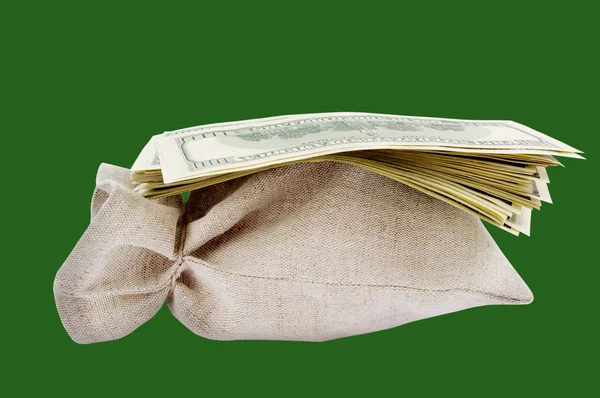 Dollars on the bag. — Stock Photo, Image
