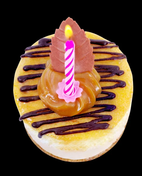 Cupcake with candle. — Stock Photo, Image