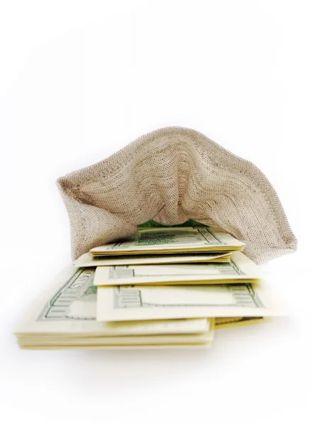 Money into the bag. — Stock Photo, Image