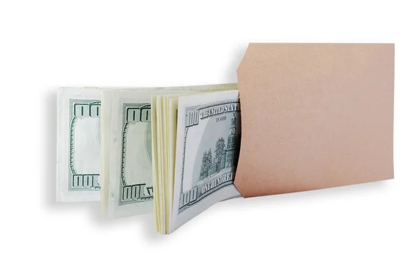 Dolarů v hnědé tašky. — Stock fotografie