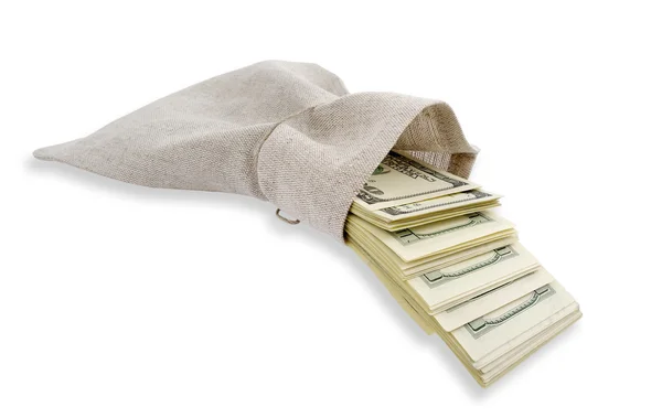 Dollars coming from the bag. — Stock Photo, Image