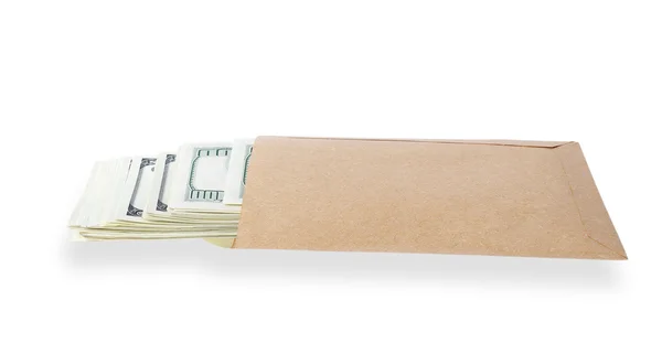 Geld in de papieren zak. — Stockfoto