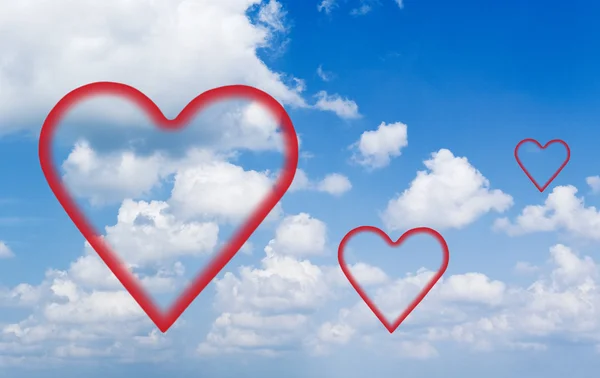 Fluffy clouds and hearts.
