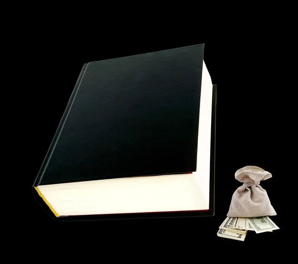 Fekete könyv- és dollár. — Stock Fotó