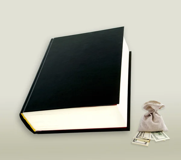 stock image Black book and dollars.